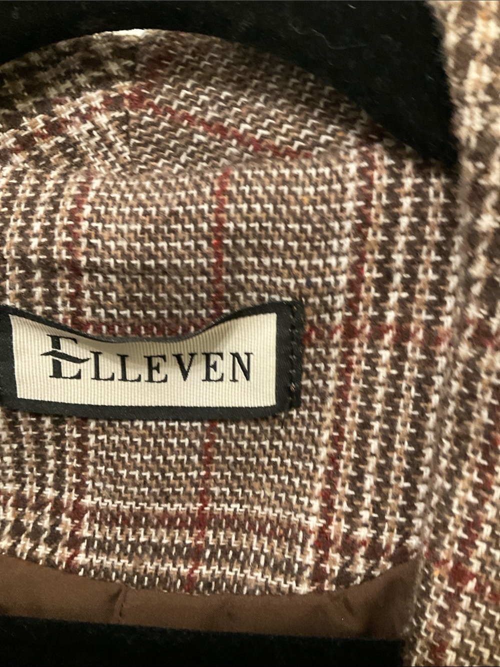 Women’s Brown Plaid Shawl Collar Blazer - Picture 2 of 5